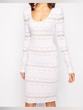 BCBGMaxAzria Tanya Long Sleeve Lace Bodycon Mini Dress